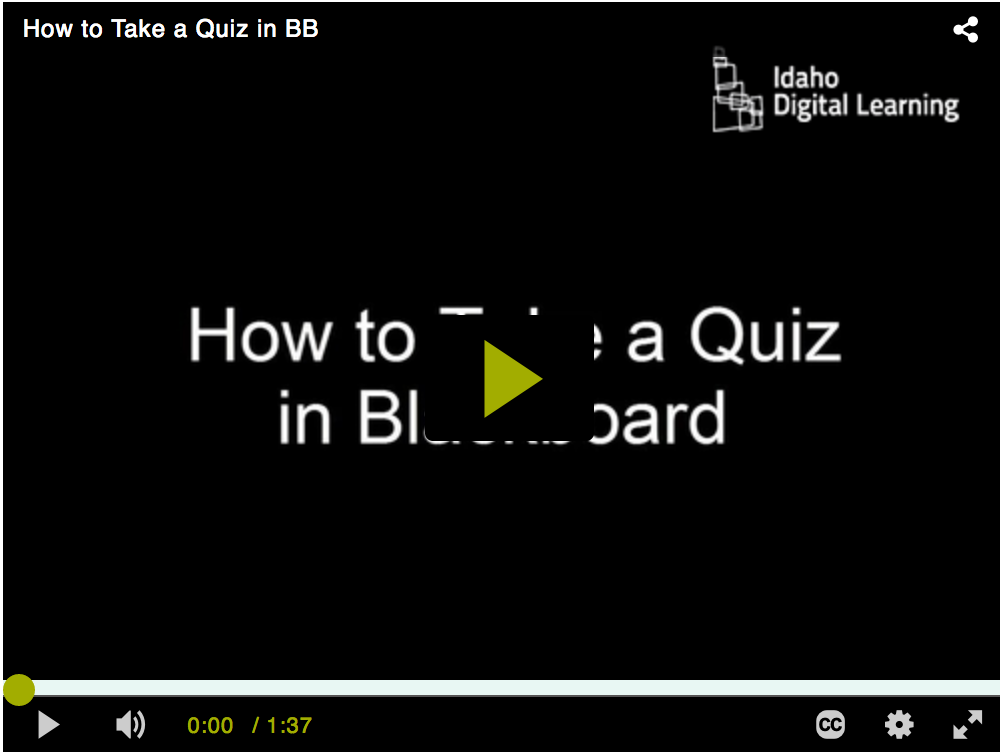 How to Take a Quiz in Blackboard video